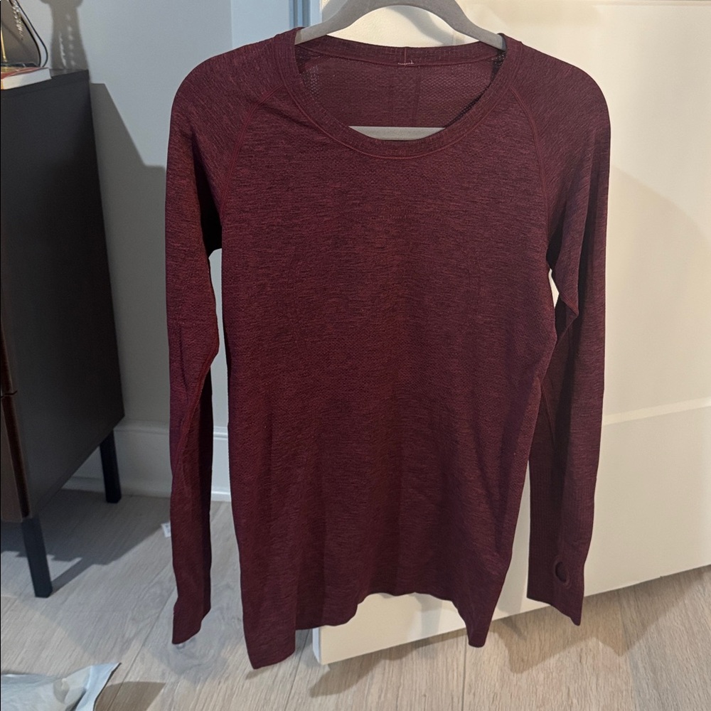 Women's Burgundy Long Sleeve Top